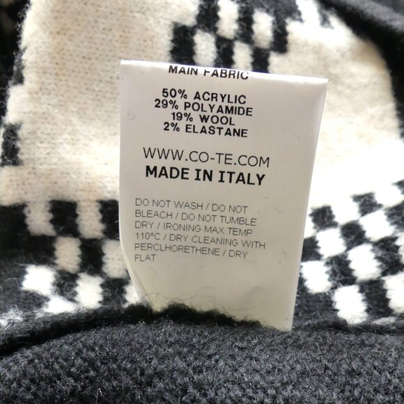 COTE Black White Button Down Camilla Cardigan Check Knit Sweater USA Size Small - Picture 7 of 11